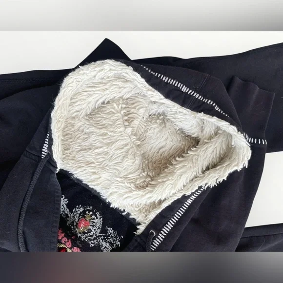 Vintage Y2K SET ‘Twisted Heart’ ♥️ Embroidered Hoodie & Flare Lounge Pants, Med - Picture 7 of 12